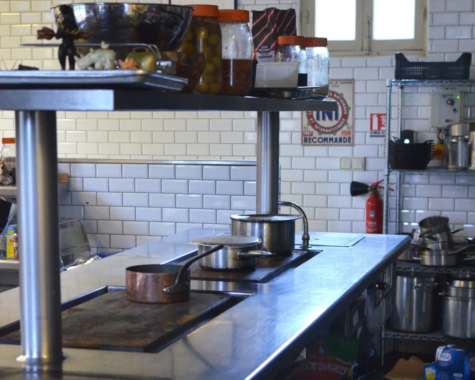 Ice machine repair: stainless steel prep line in a commercial kitchen