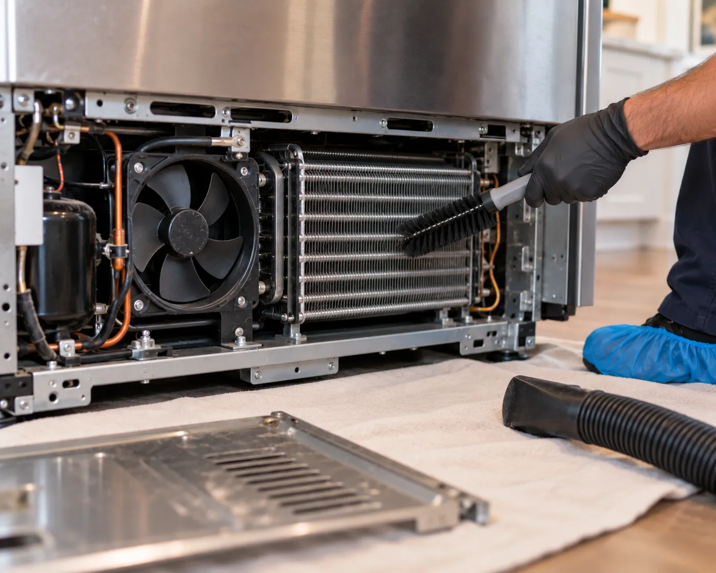 The same condenser coils after cleaning